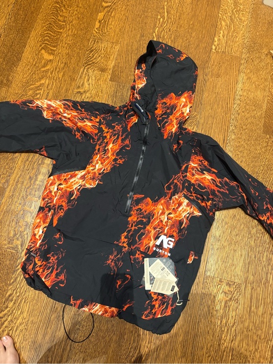 Burton Jackets & Blazers - Burton AG 2LBlack Hoodie Jacket with Orange Flame Print